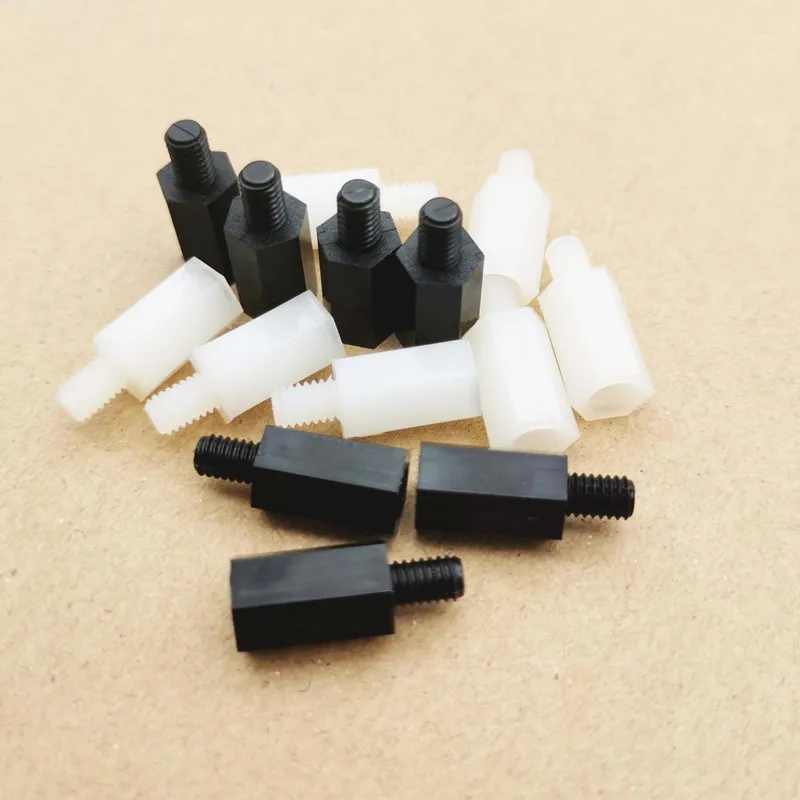 20-50pcs Male To Female M2 M2.5 M3 M4 White Black Pcb Nylon Standoff Spacer Column Plastic Spacing Screws