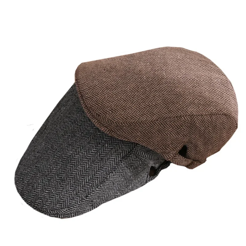 Winter Warm Wool Felt  Men Beret Hat Buckle Adjustable Knit Ivy Gatsby Newsboy Hat Driving Flat Cap Kpop Vintage