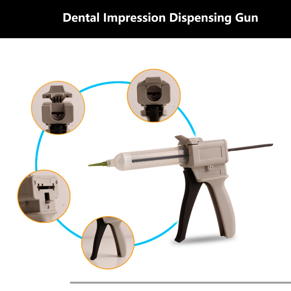 Dental Impression Dispensing Gun Universal Dispenser Glue Gun 30CC 50CC Dispensing Syringe Barrel Blunt Needles For DIY Handtool