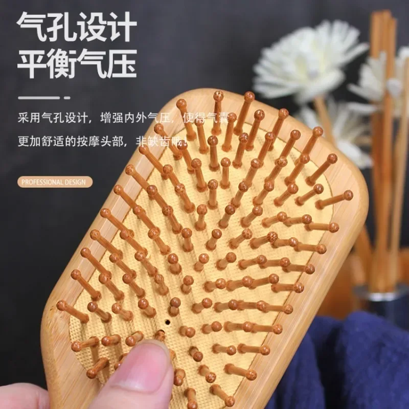 Bamboo Wood Comb Professional Healthy Paddle Cushion Anti-hair Loss Scalp Massage Brush Hairbrush Hair Care Cepillo Para Cabello