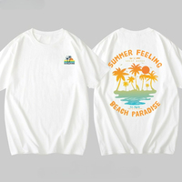 Ins Summer Beach Style Travel Travel Print Print High Street Cotton Short Sleeve American Casual Versatile Couple Top