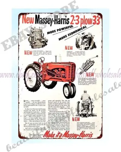 1953 Massey Harris plow tractor metal tin sign outdoor art stores plaque