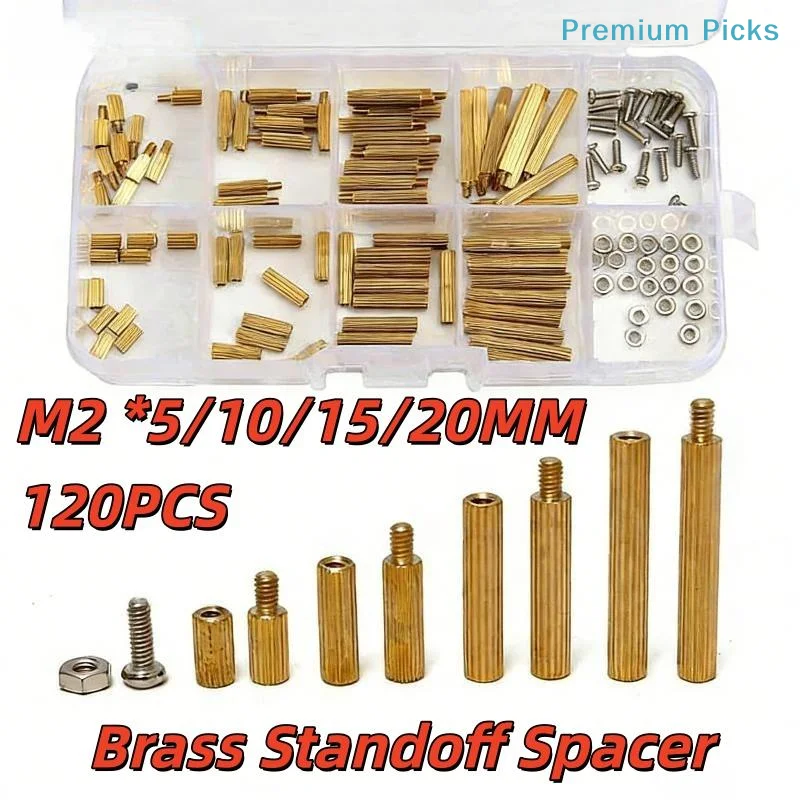 portableStandoff Mounting Screw Nut Kit M2 120Pcs Brass Nylon Non Conductive for Circuit Board Installation