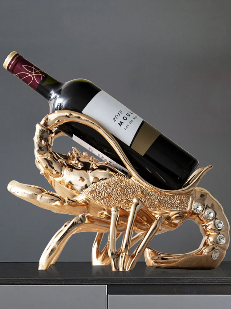 

Lobster Red Wine Rack Handicraft Statue, Creative Sculpture, Living Room Wine Cabinet, Home Decor, Ornaments Gifts