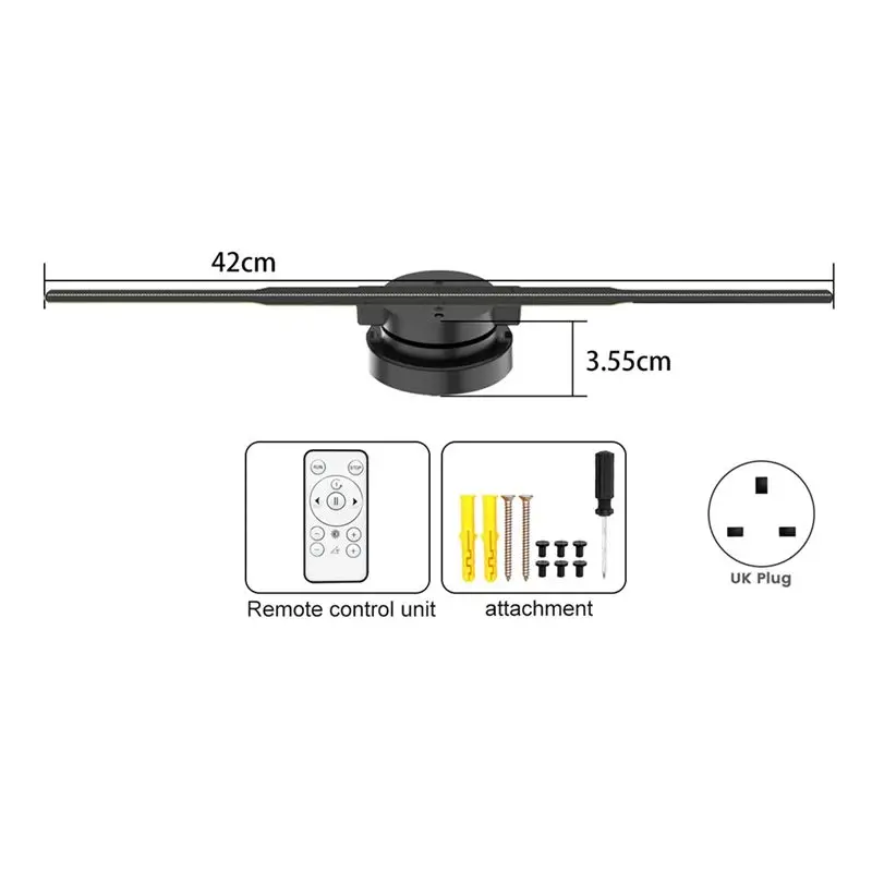 ABNM 42Cm 3D Hologram Projector Fan LED Sign Holographic Player Support Image Bar Party Advertising Display Light