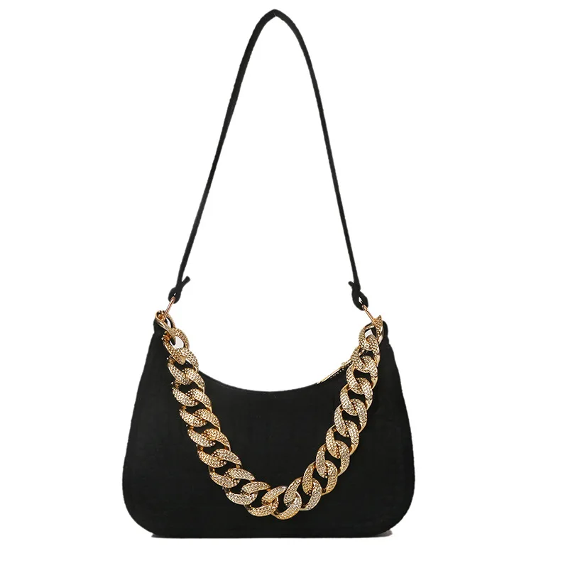 Luxury Handbags Summer Metal Chain Shoulder Bag Women Office Party Handbag Elegant Ladies All-match Fashion Underarm Bags