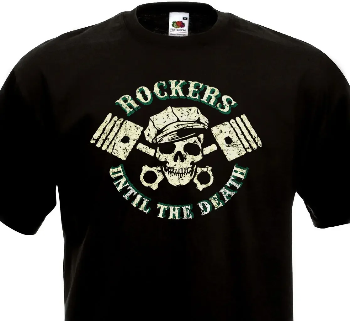 Funny Clothing Casual Short Sleeve Tshirts Rockers Until The Death Rock'N'Roll Rockabilly 50'S Vintage Motorcycle T-Shirt