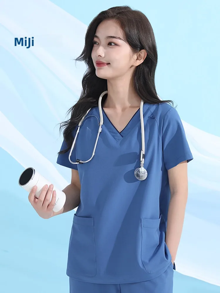 

Women's ort Sve Elastic Qui Dry Operating Room Scrub Suit Dental Doctor Work orm Set Polyester Fiber Workwear