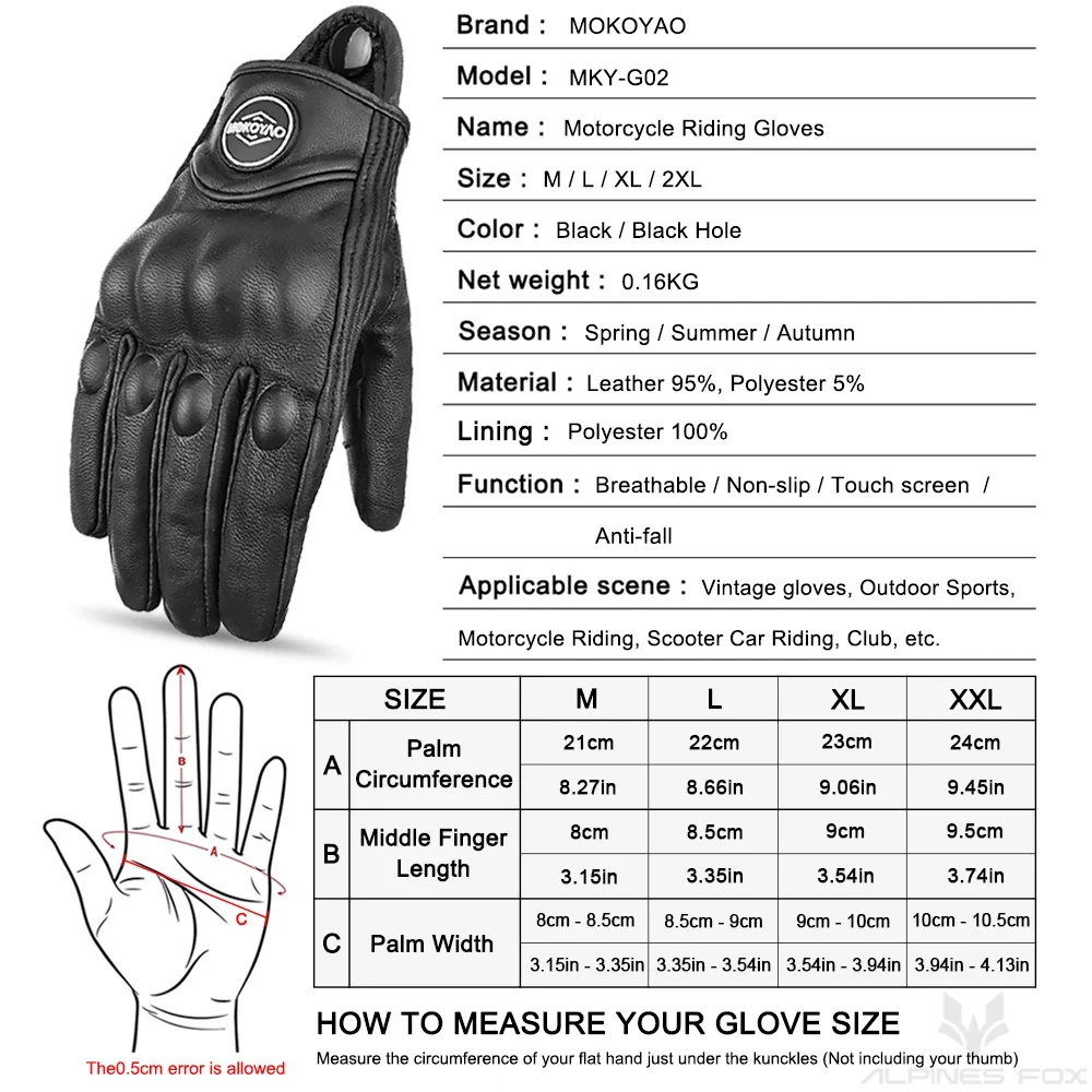 Leather Motorcycle Gloves Men Women Breathable Perforated Motorbike Urban Riding Gloves Retro Touchscreen Motocross Racing Glove image 5