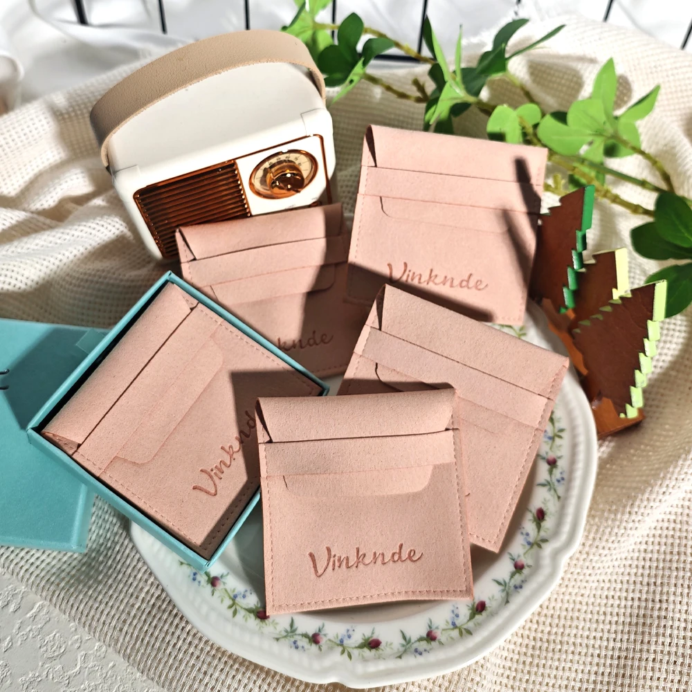 

Special Occasion Velvet Microfiber Bags Personalized Text Flap Mini Pouches Customized Jewelry Earrings Necklace Gift Packaging