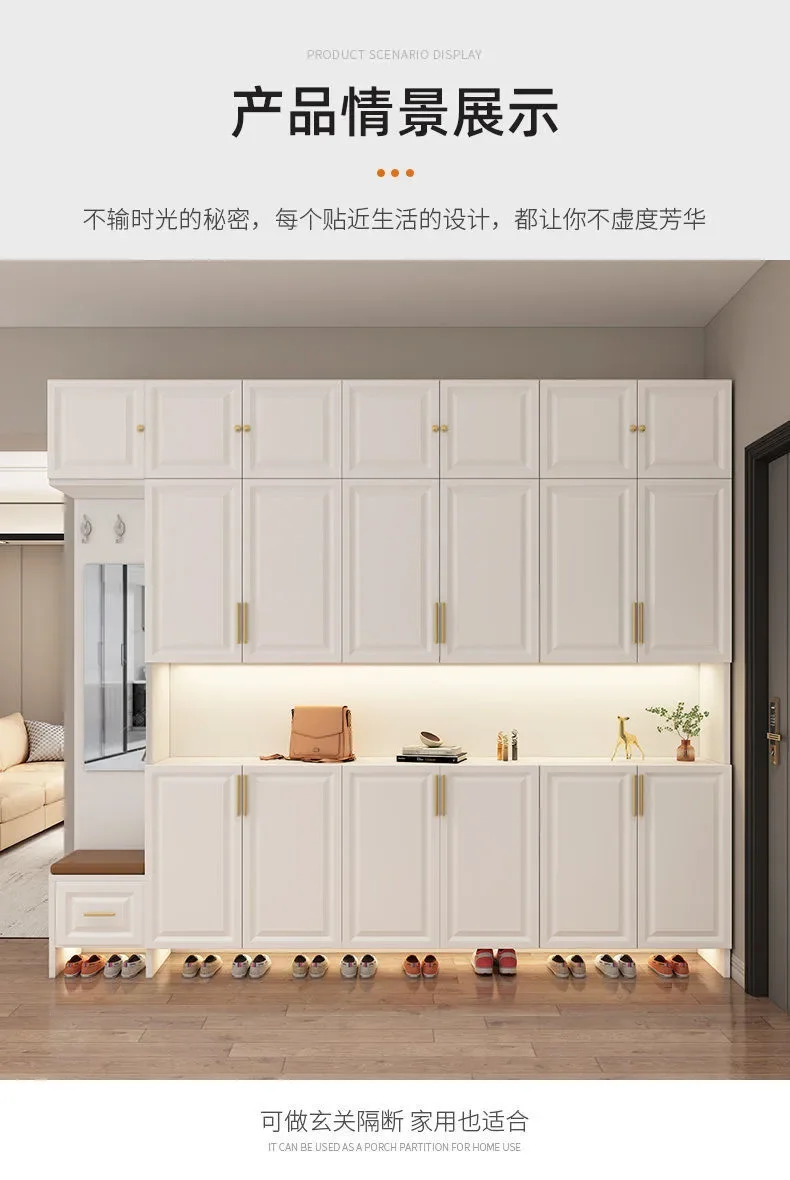 Solid wood porch cabinet shoe household entrance door can sit large capacity integrated against the wall to store storage