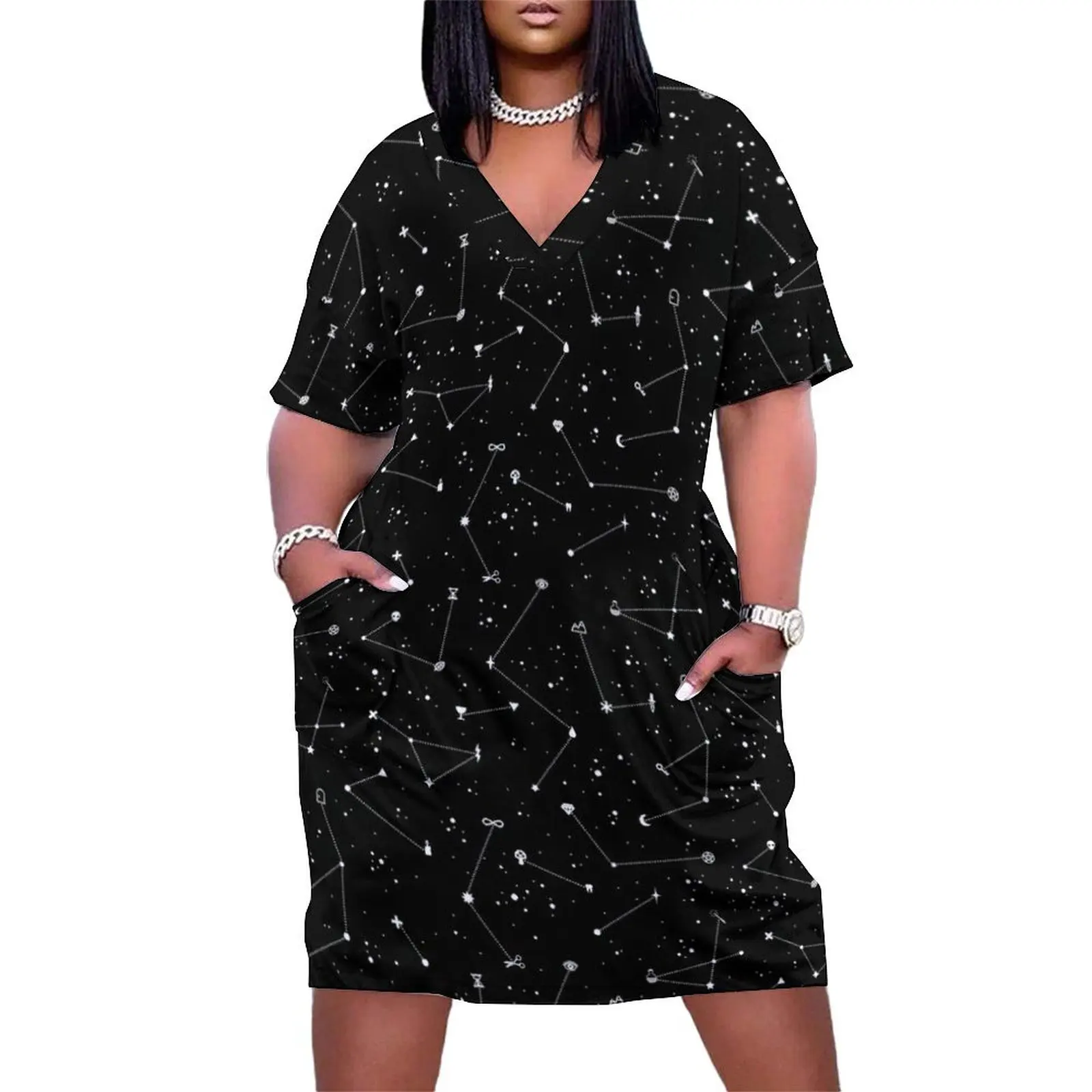 

Constellations (Black) Loose Pocket Dress chic and elegant evening dress Women's summer long dress