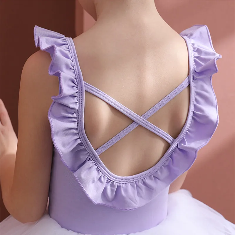 Girls Sleeveless Practice Wear Children Summer Cotton Ballet Clothes Criss Cross Leotard China Yoga Gymnastics Skating Jumpsuit