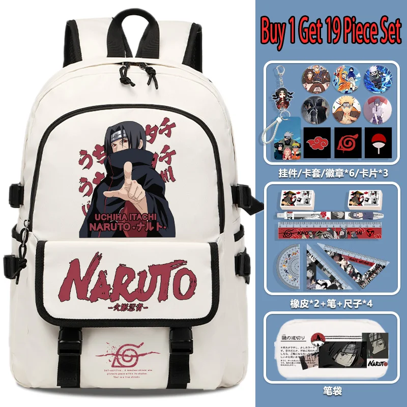 

Naruto Shippuden Cartoon School Backpack 2025 New Style Large Capacity Lightweight School Bag with 19-Piece Set