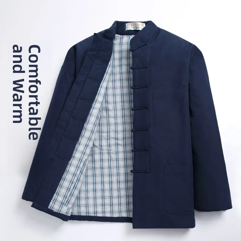 

Thiened Cotton Padded Winter Jaet Men's Traditional Chinese Sle Dad Coat New Arrival Winter Clothes Ancient Chinese Cot...