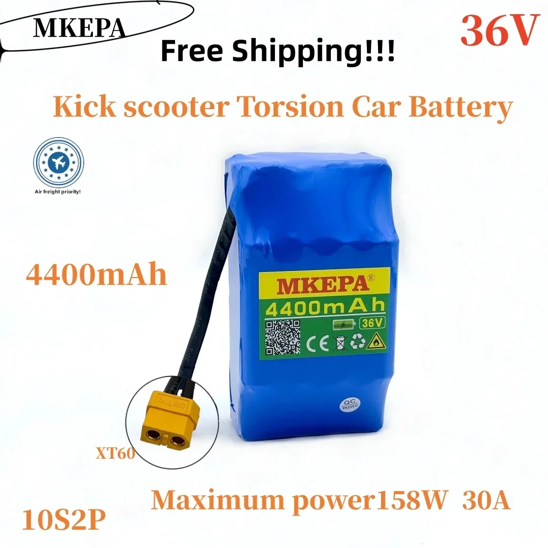 36V Motorized scooter battery, 18650 lithium battery pack 36V 10S2P 4400mAh Kick scooter torsion car battery.