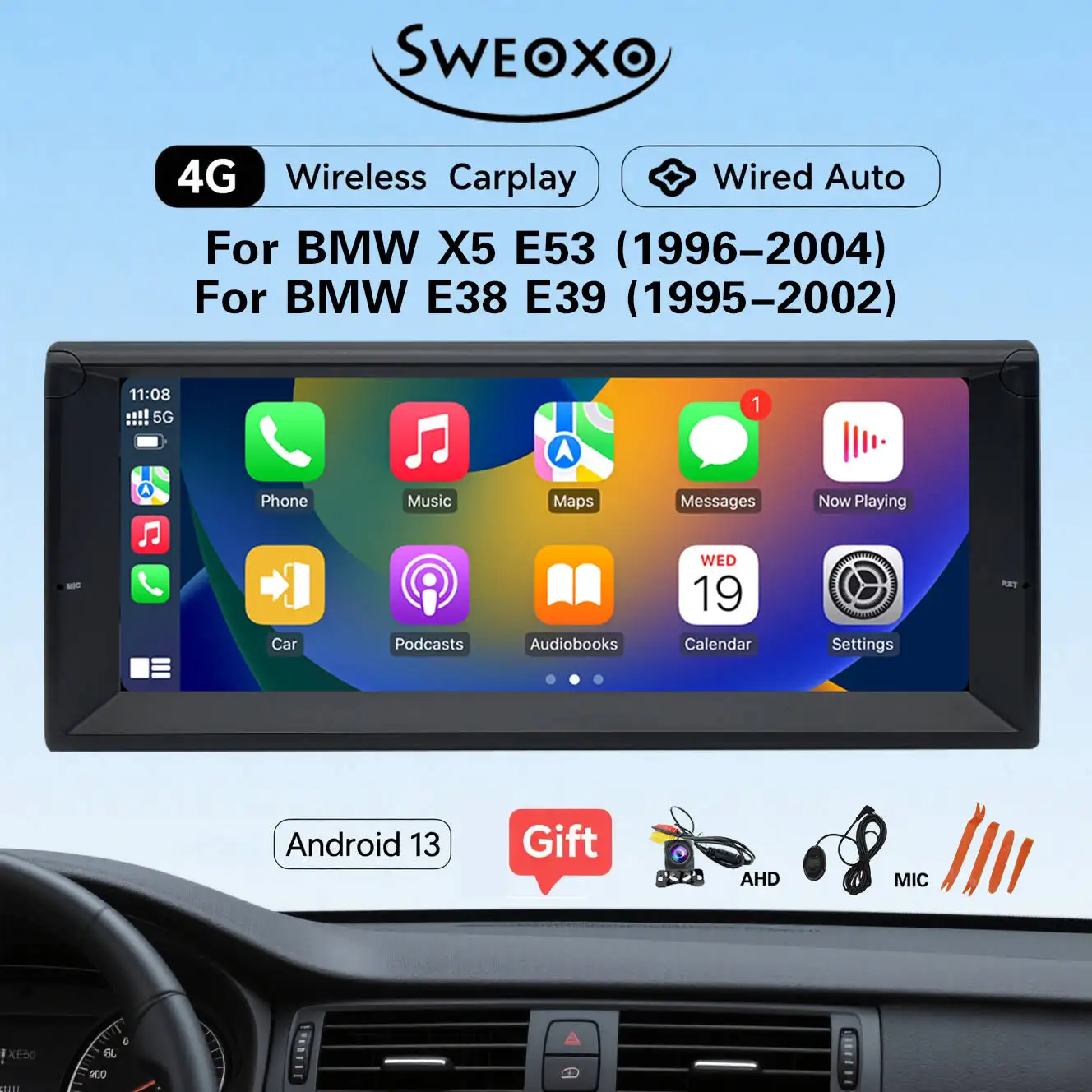 Applicable for the new BMW E53 10.25-inch, years 1996-2004, Android 13 car multimedia display and in-car player