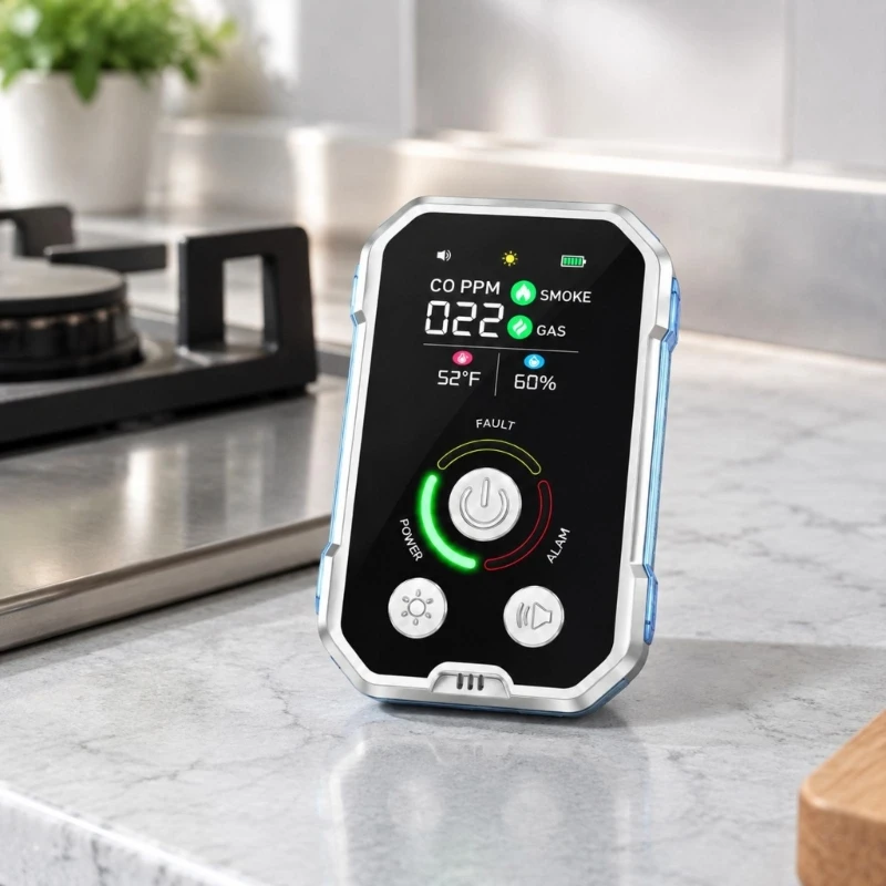 Digital CO Monitor with Face-Mounted Readout, ABS Housing and Front Control for Checking Carbon Level Information in F19E