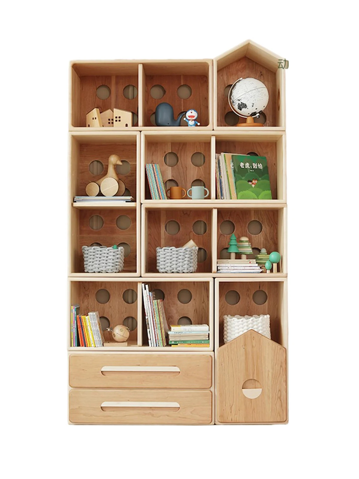 

Cheese Castle Combination Bookshelf Solid Wood Cell Lattice Cabinet Bookcase Children's Storage Locker