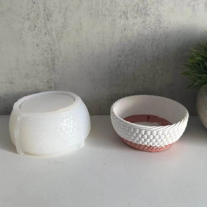 النسيج سلة زهرة أواني السيليكون قوالب القوالب القوالب النضرة الراتنجات