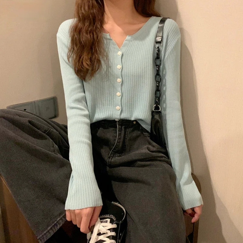 

Cardigans Women Solid Candy Colors Cropped Cardigan Harajuku Streetwear Student All-match Fashion Summer Vintage New Simple Ins