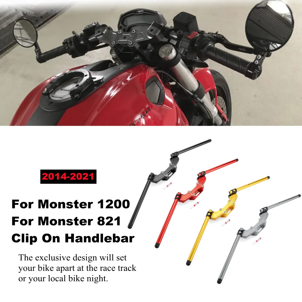 Clip-On Adapter Plate & Handlebars Set For Ducati Monster 1200 821 2014-2021 2015 2016 2017 2018 2019 2020