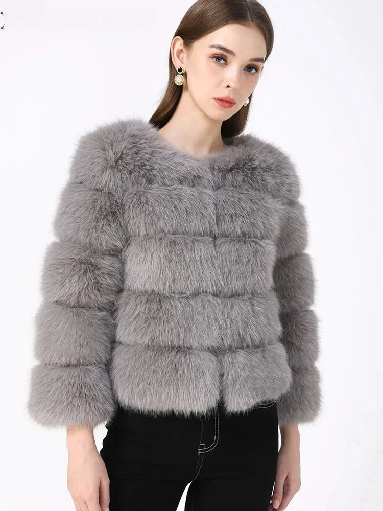 Mink Coats Autumn Winter Fluffy Black Faux Fur Coat Women Elegant Thick Warm Faux Fur Jackets For Women  Tops