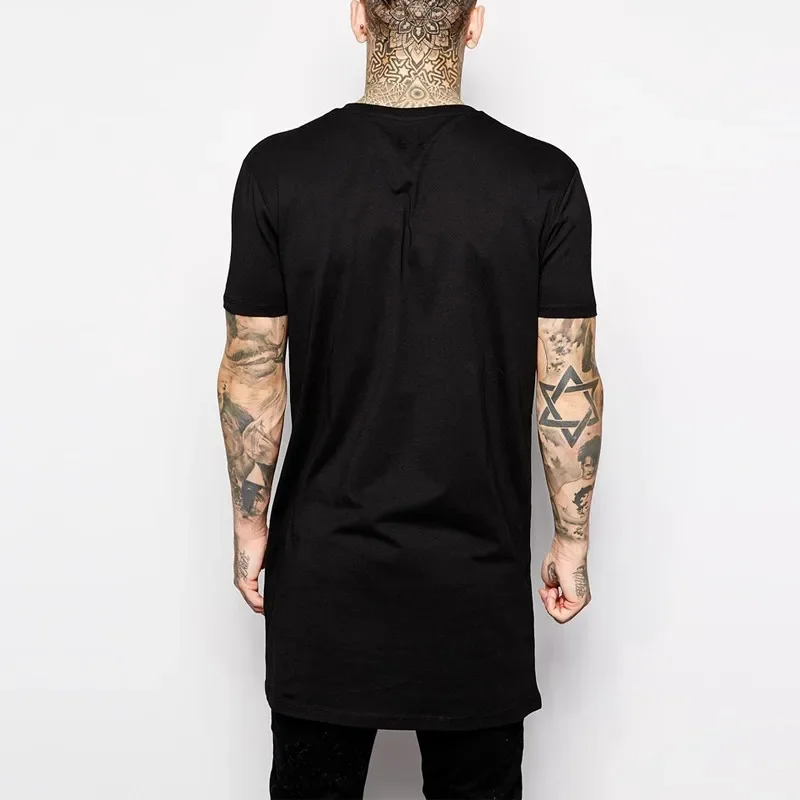2026 Brand New Clothing Mens Black Long t shirt Men Tops Hip hop tee T-shirt Men Hiphop Short Sleeve Longline casual Tee shirts