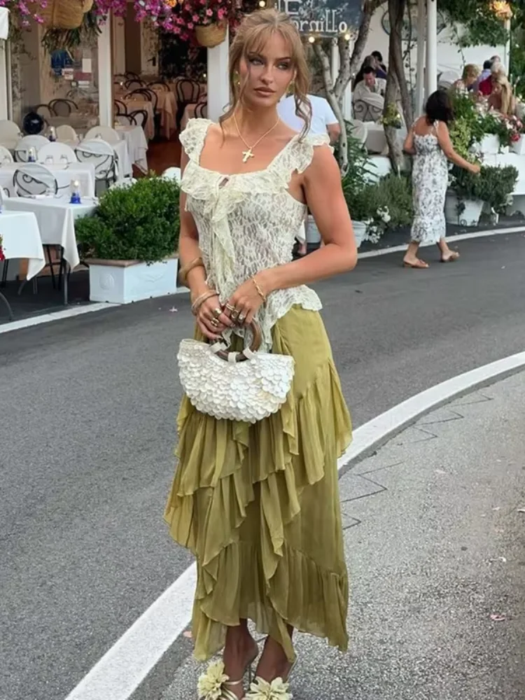 

Сексуальный кружевной прозрачный топ без рукавов с открытыми плечами и спиной, на шнуровке, облегающий укороченный топ 2026. Шикарная женская блузка для отпуска и уличного стиля.