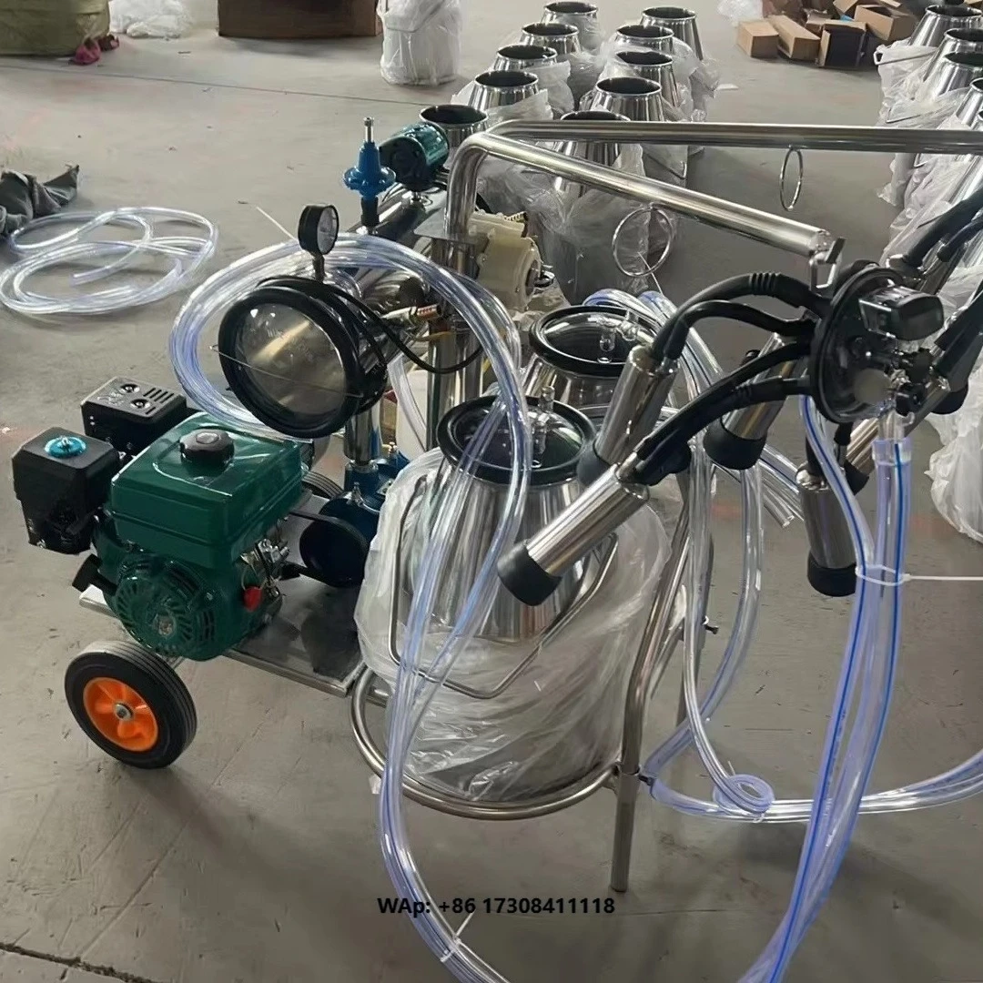 Dual Barrel Automatic Cattle Milking Machine Engine Dual Barrel Cow Sheep Milking Function Vacuum Pump Milking Machine