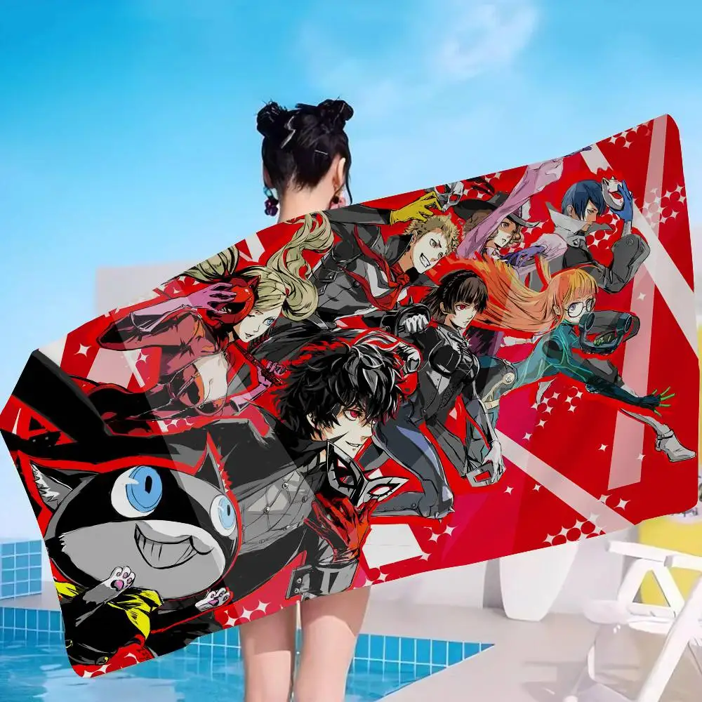 Game P-persona 5 Anime Beach Swimming Towel Soft Absorbent Washcloth Children's Gifts for Kids Travel Camping Gym