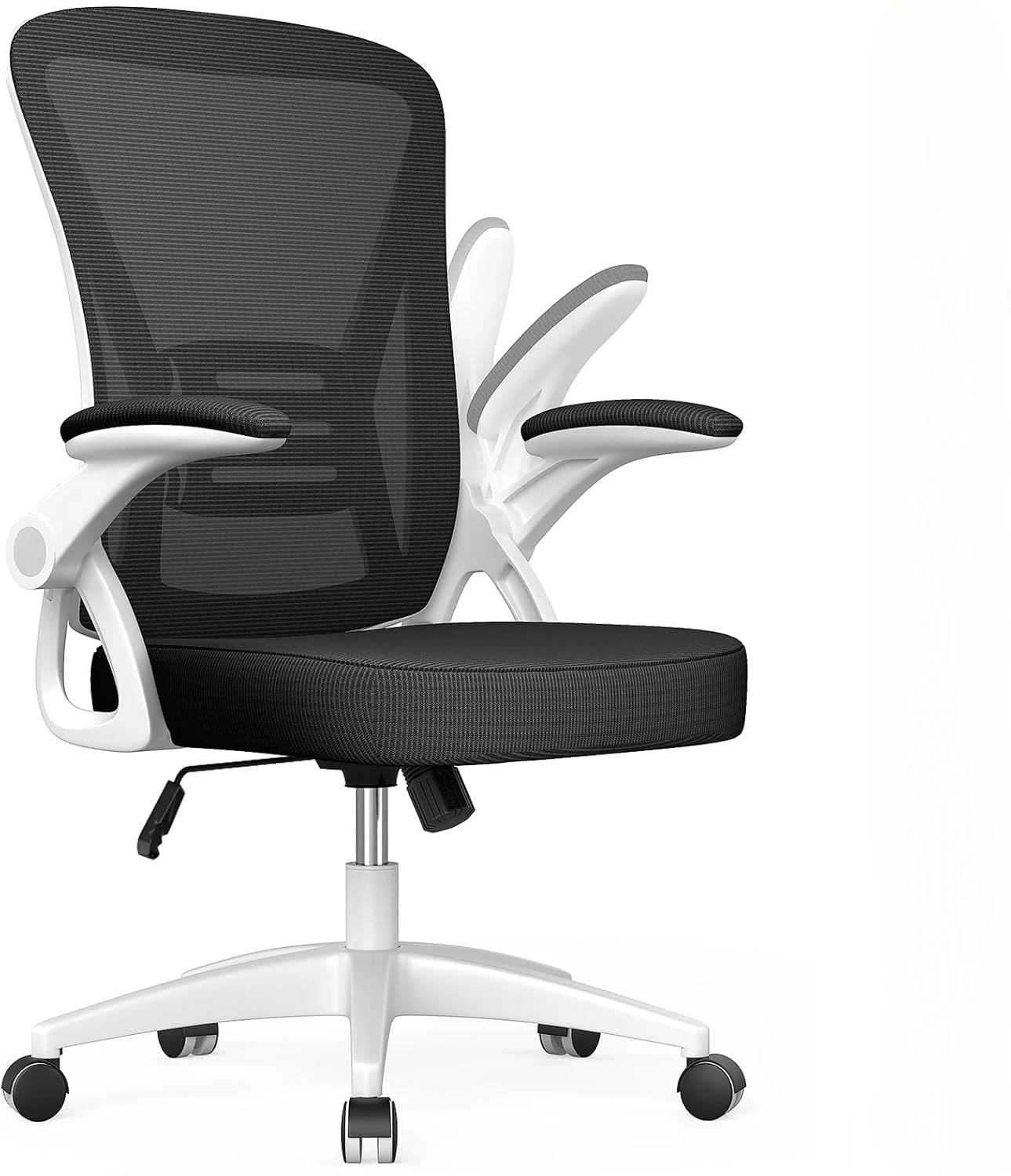 Ergonomic office chair with adjustable height flip arms and lumbar support, suitable for home learning and work