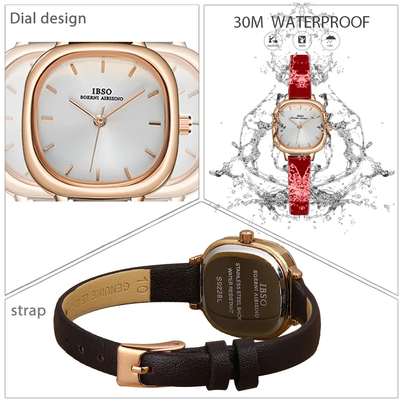Orologio da donna di marca di lusso orologio da polso impermeabile in acciaio con quadrante piccolo in oro regalo femminile orologio da polso al quarzo in pelle quadrata di moda da donna