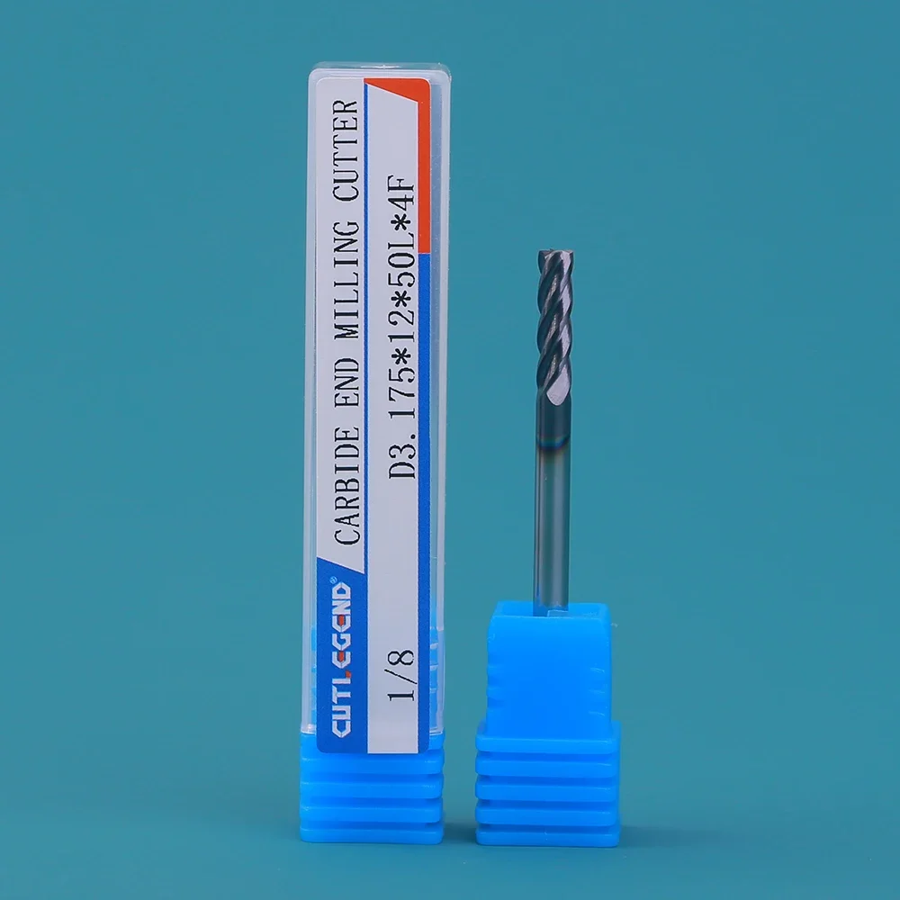 

CUTLEGEND HRC50 Carbide End Mill 1/8 Inch 3.175mm Diameter CNC 4 Flutes Carbide Milling Cutter Tools for Steel Iron Plastic etc