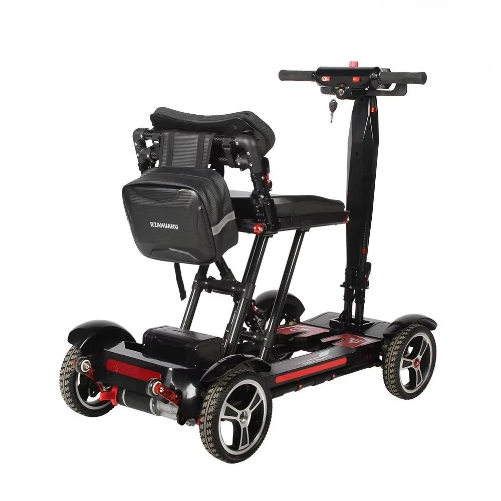 Handicapped Lightweight Folding Electric Scooter for Elderly Mobility Scooter 4 Wheels Brushless Motor Lithium Battery Scooter