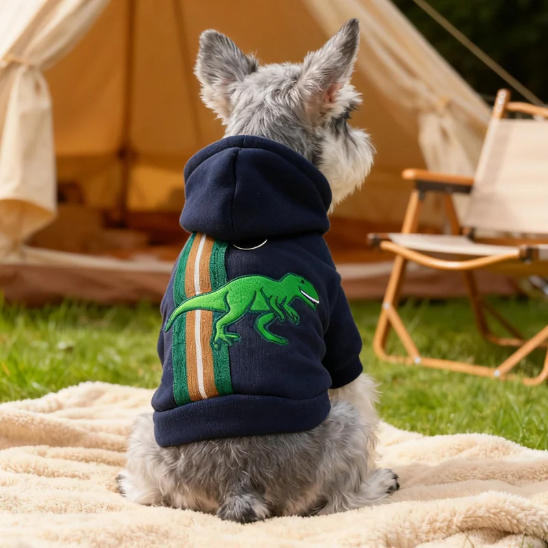 

Dog Cat Dinosaur Sweatshirt Winter Clothes, Warm Cozy Hoodie for Small Dogs Puppies Cold Weather Outdoor Adventure Pet Apparel