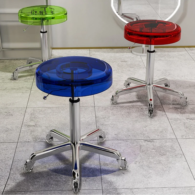 Stainless Steel Acrylic Rotating Stool for Bar Front Desk Hair Cutting Nail Beauty Mobile Lift Chair Five Claw Special