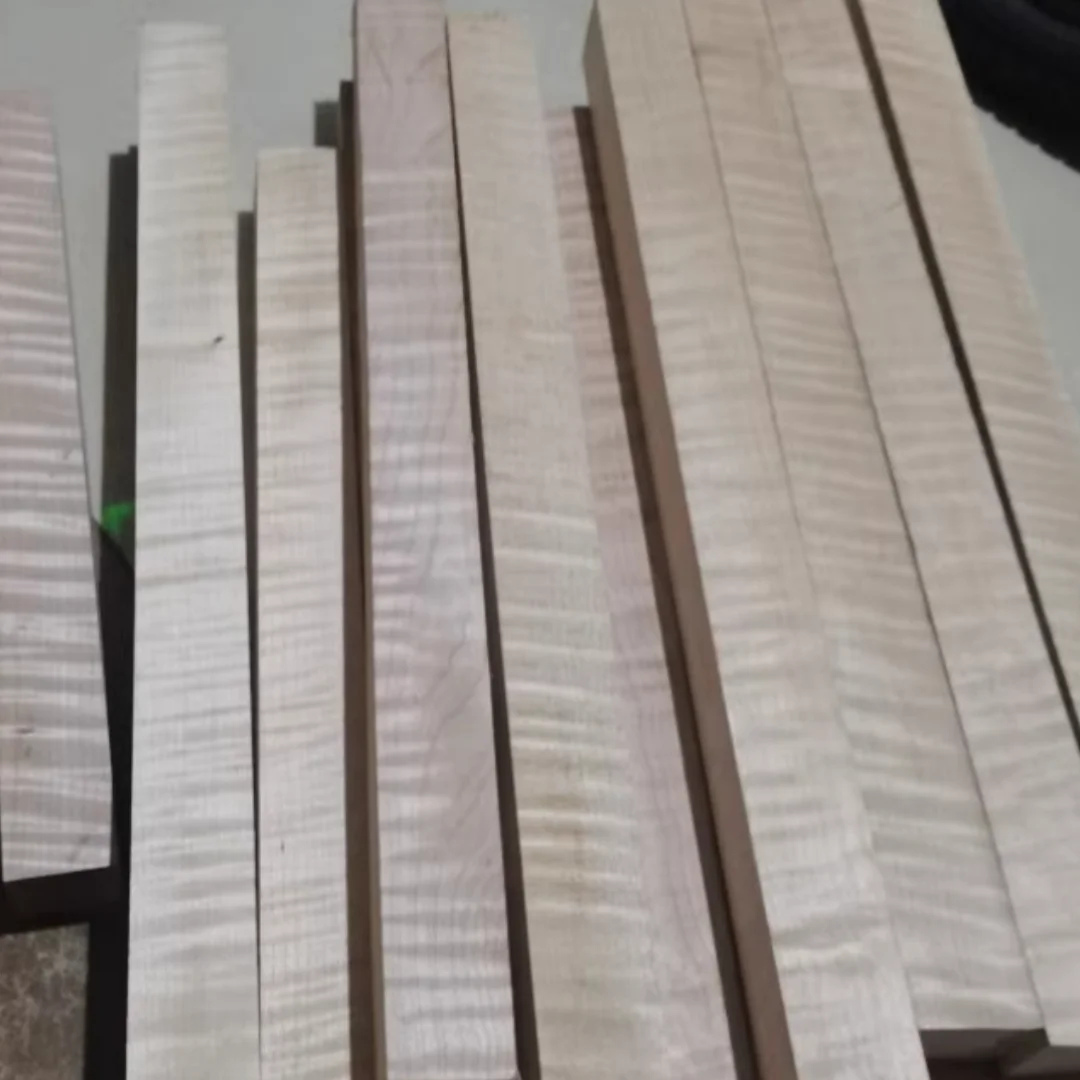 

Length:450/350mm Maple Wood with Figured Tiger Stripe Grain Cue Butt Material DIY Carving Wood Custom Woodworking Supplies