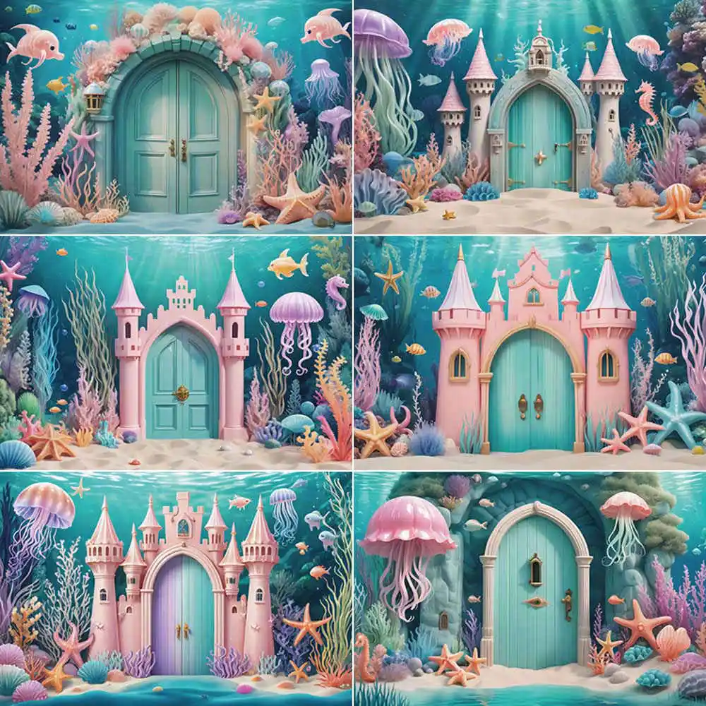 

MOON.QG Underwater Scenery Photography Backdrop Mermaid Aquarium Marine Organism Photozone Background Children Studio Props