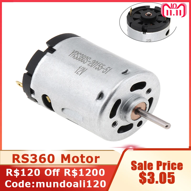 RS360 12V 12000RPM Động Cơ DC Tốc Độ Cao Bàn Chải Carbon Micro Động Cơ Cho Tự Làm Đồ Chơi Máy Sấy Tóc Quạt Điện