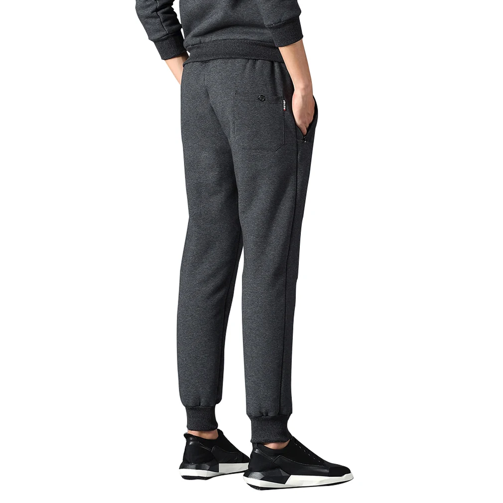 Kolongvangie sweatpants de lã masculina sherpa forrado atlético inverno quente faixa de algodão calças com zíper bolsos