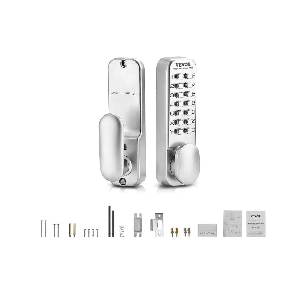 

Mechanical Keyless Entry Door Lock 14 Key Keypad Door Knob Stainless Steel