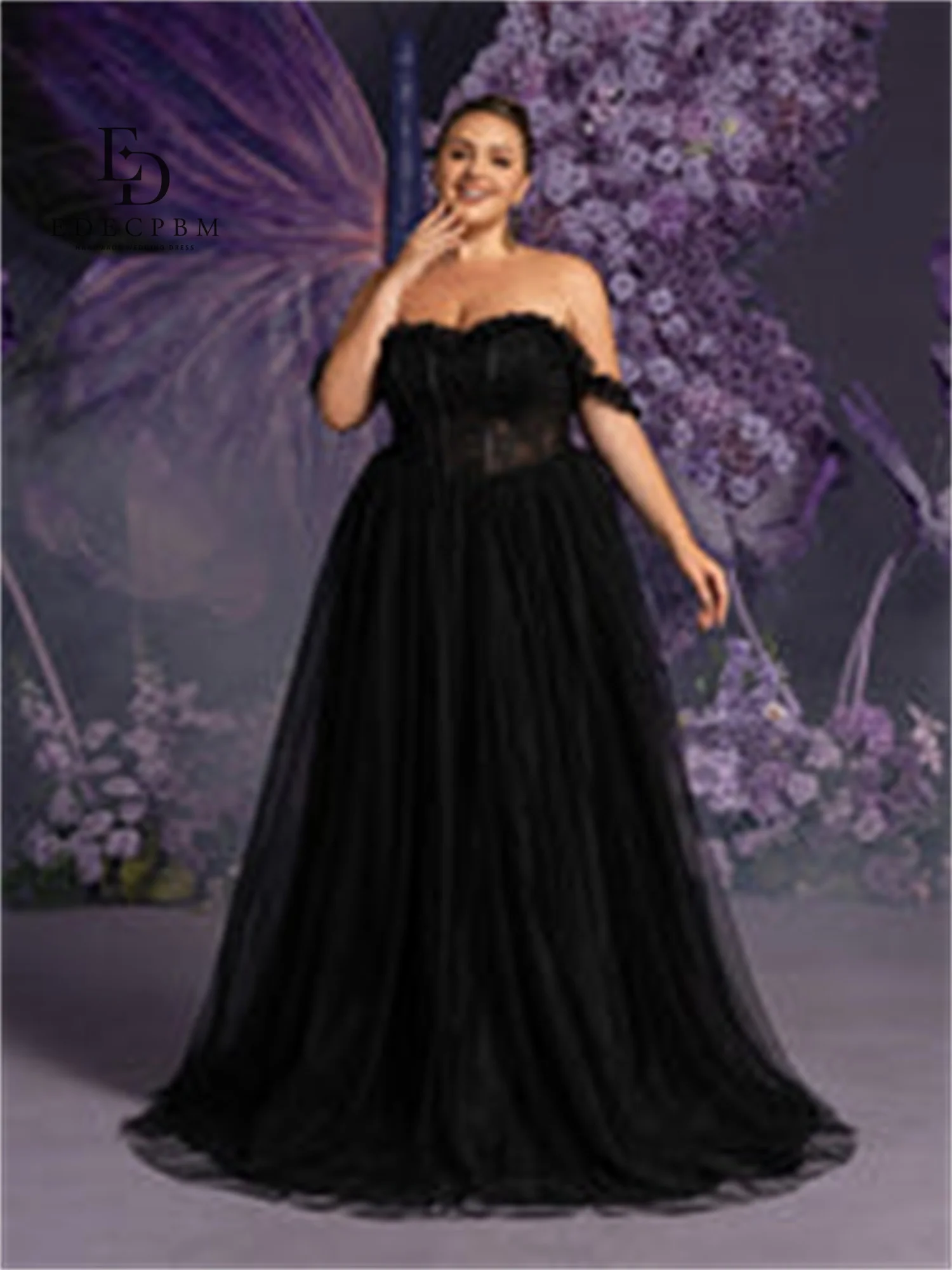 EDECPBM robe De bal brillante pour femmes robe De soirée robes De Festa noir robes personnalisées pour Occasions spéciales dentelle