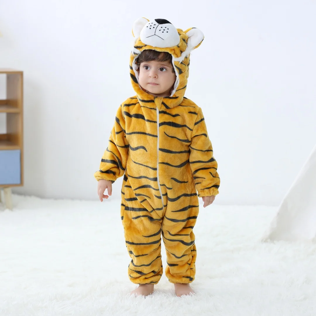 Baby Kigurumi Tiger Panda Rabbit Unicorn Lion Cartoon Romper infant Kids Animal Onesies Girls Boys Cosplay Pyjama Costumes