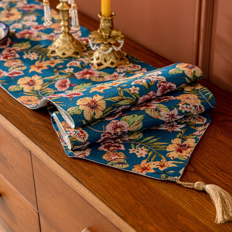 Camino de mesa de estilo chino, mantel de patrón Floral clásico con borlas, ceremonia del té, Bandera de mesa Zen, decoración de fiesta, nuevo