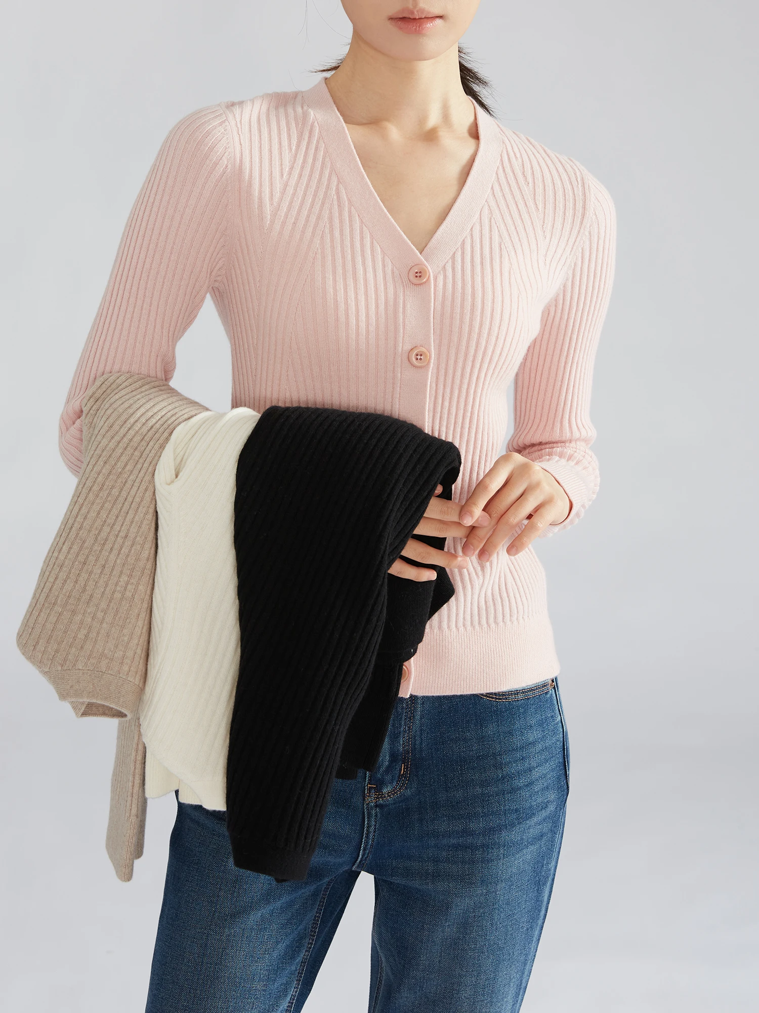 

Легкий вязаный кардиган из смесовой шерсти с V-образным вырезом, мягкий, из чесаной пряжи, с длинными рукавами, повседневный, однотонный, весенний