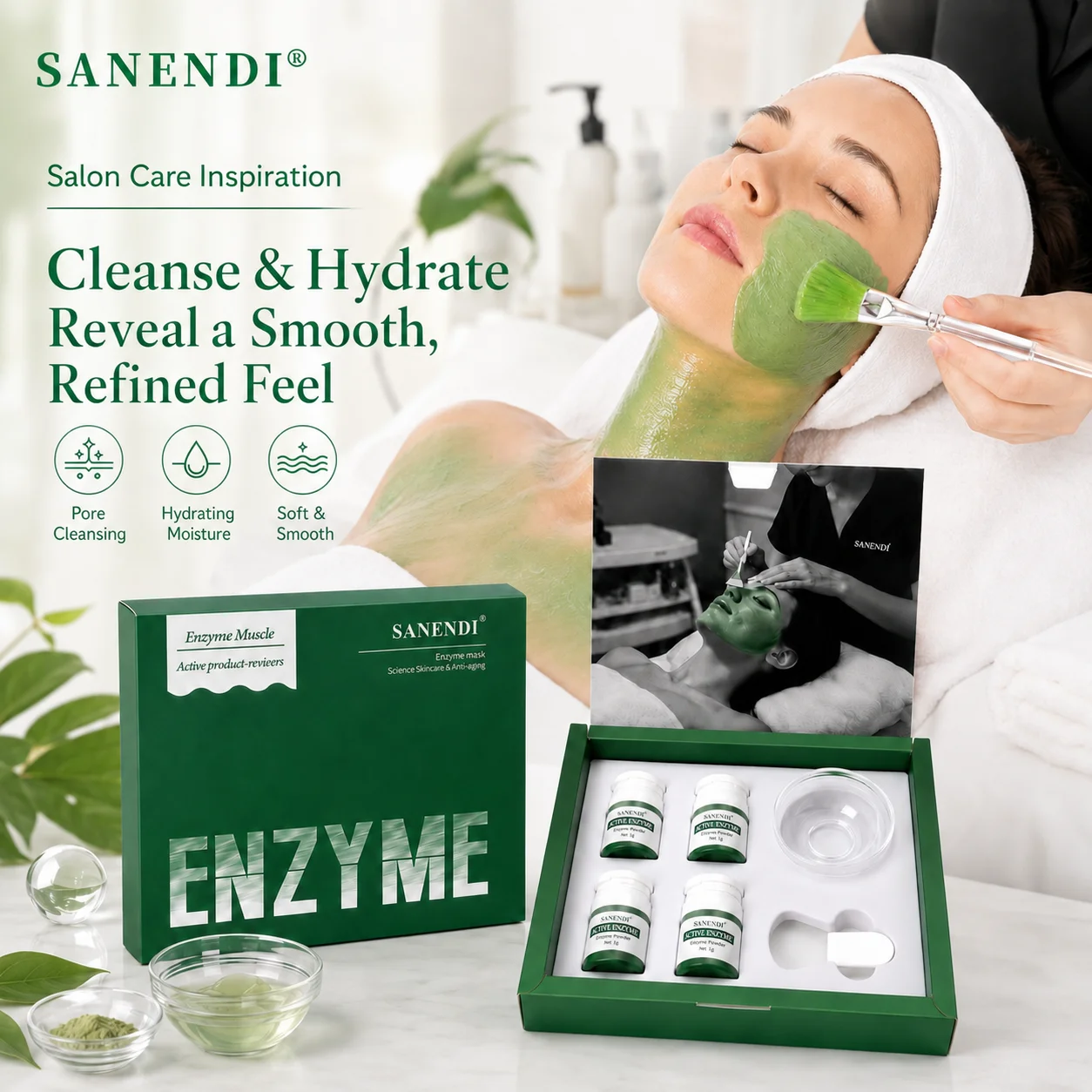 Enzyme Peeling Therapy Exfoliator Face Tighten Peptide Protease Facial Mask  Brighting Hydrating Oil Control Cleansing