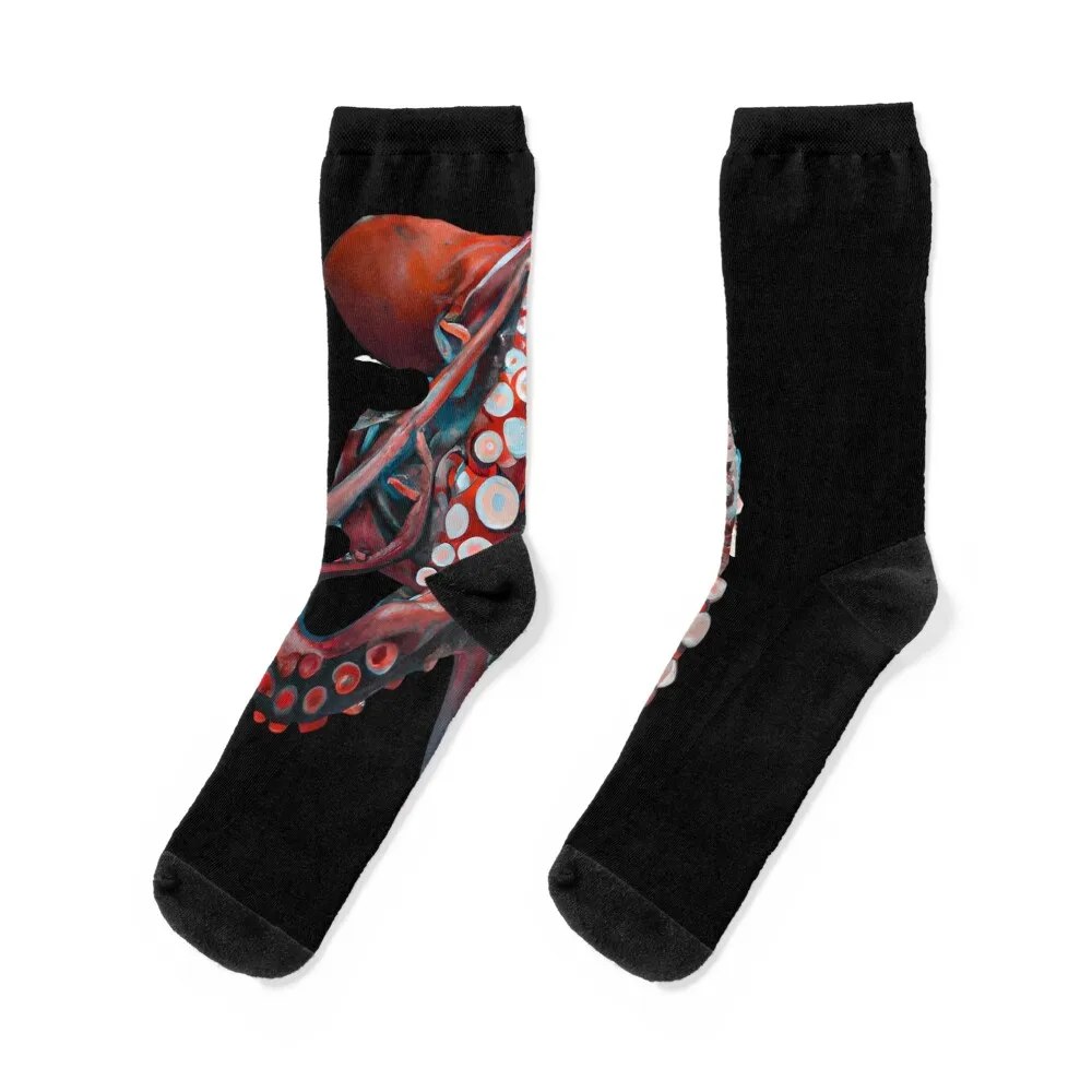

Octopus sea monster with tentacles, Underwater aquatic octopus, watercolor kraken Socks golf Socks Ladies Men's