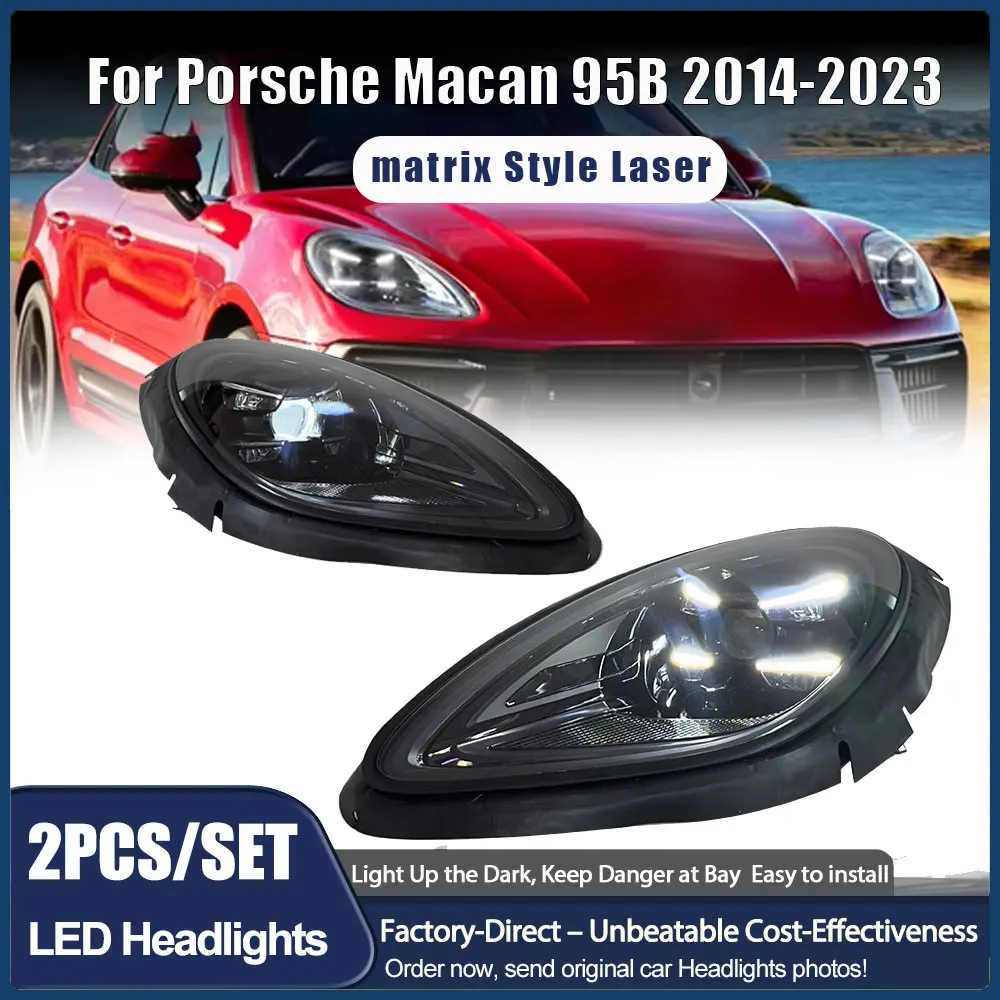 

Headlamp Assembly for Porsche Macan 95B 2014-2023 95B Light Upgrade to 2023 matrix Style PDLS Laser LED Headlights Plug and Play