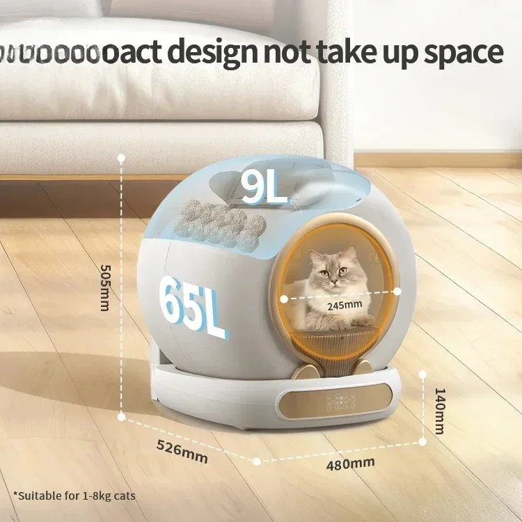 New Cat Litter Box Automatic Self-Cleaning With 65L Large Space Smart Toilet For Multiple Cat Remote App